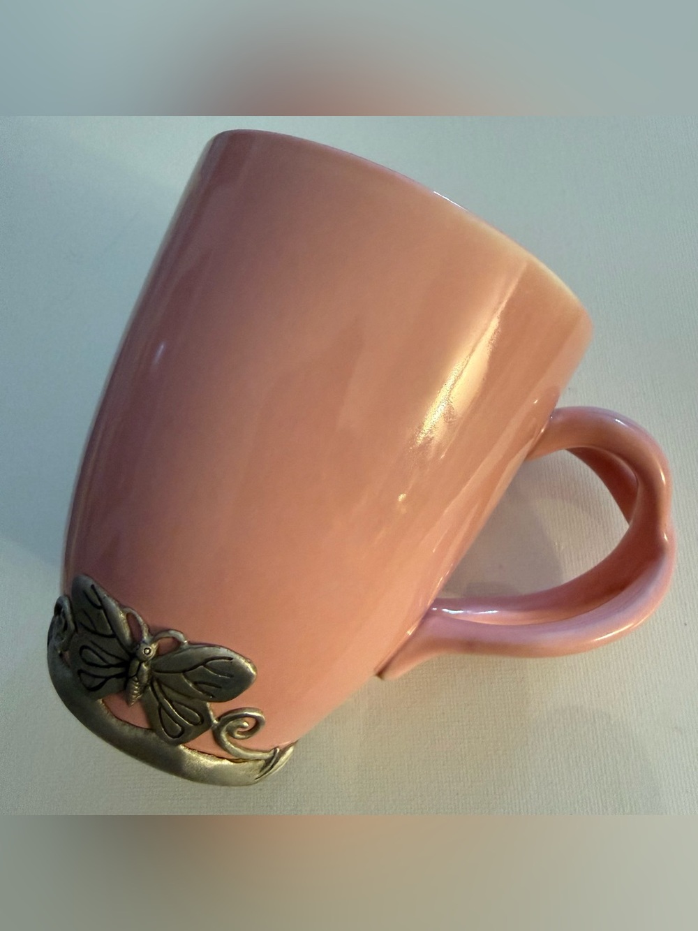 Arthur Court Neiman Marcus Pink Breast Cancer Mug Pewter Butterfly Ribbon MINT